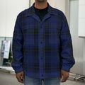 Blue And Black Tartan Pattern Print Men's Shirt Jacket