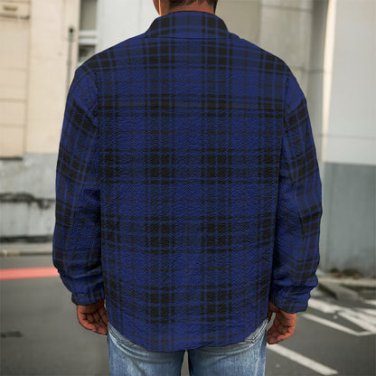Blue And Black Tartan Pattern Print Men's Shirt Jacket