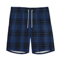 Blue And Black Tartan Pattern Print Men's Athletic Shorts