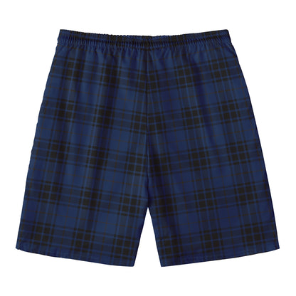 Blue And Black Tartan Pattern Print Men's Swim Trunks