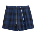 Blue And Black Tartan Pattern Print Mesh Shorts