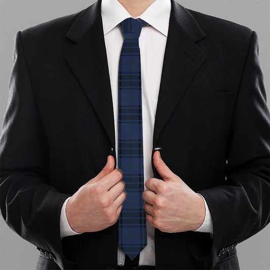 Blue And Black Tartan Pattern Print Necktie
