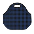 Blue And Black Tartan Pattern Print Neoprene Lunch Bag