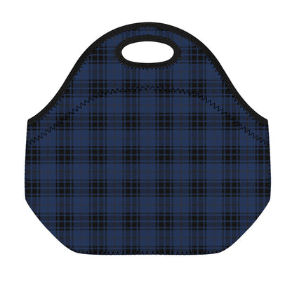 Blue And Black Tartan Pattern Print Neoprene Lunch Bag