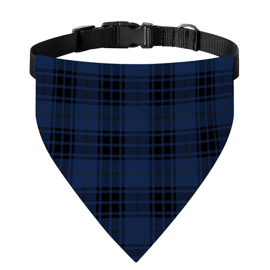 Blue And Black Tartan Pattern Print Over The Collar Dog Bandana