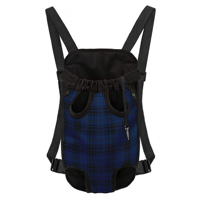 Blue And Black Tartan Pattern Print Pet Carrier Backpack