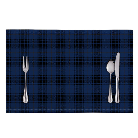 Blue And Black Tartan Pattern Print Placemat