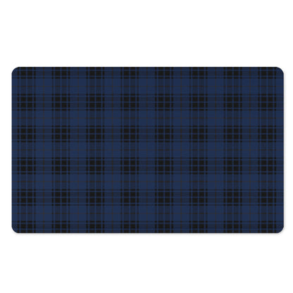 Blue And Black Tartan Pattern Print Polyester Doormat