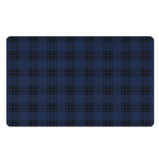 Blue And Black Tartan Pattern Print Polyester Doormat