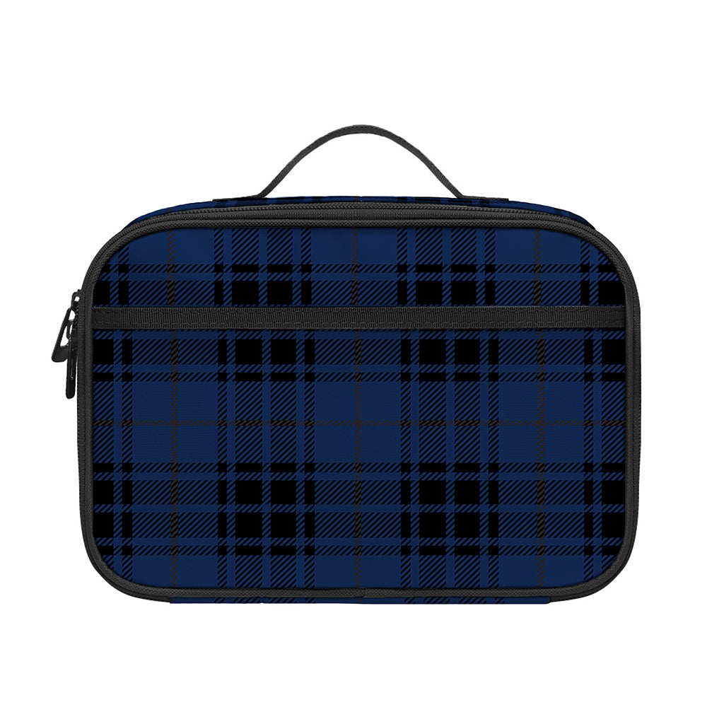 Blue And Black Tartan Pattern Print Portable Lunch Bag