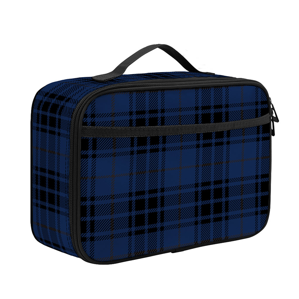 Blue And Black Tartan Pattern Print Portable Lunch Bag