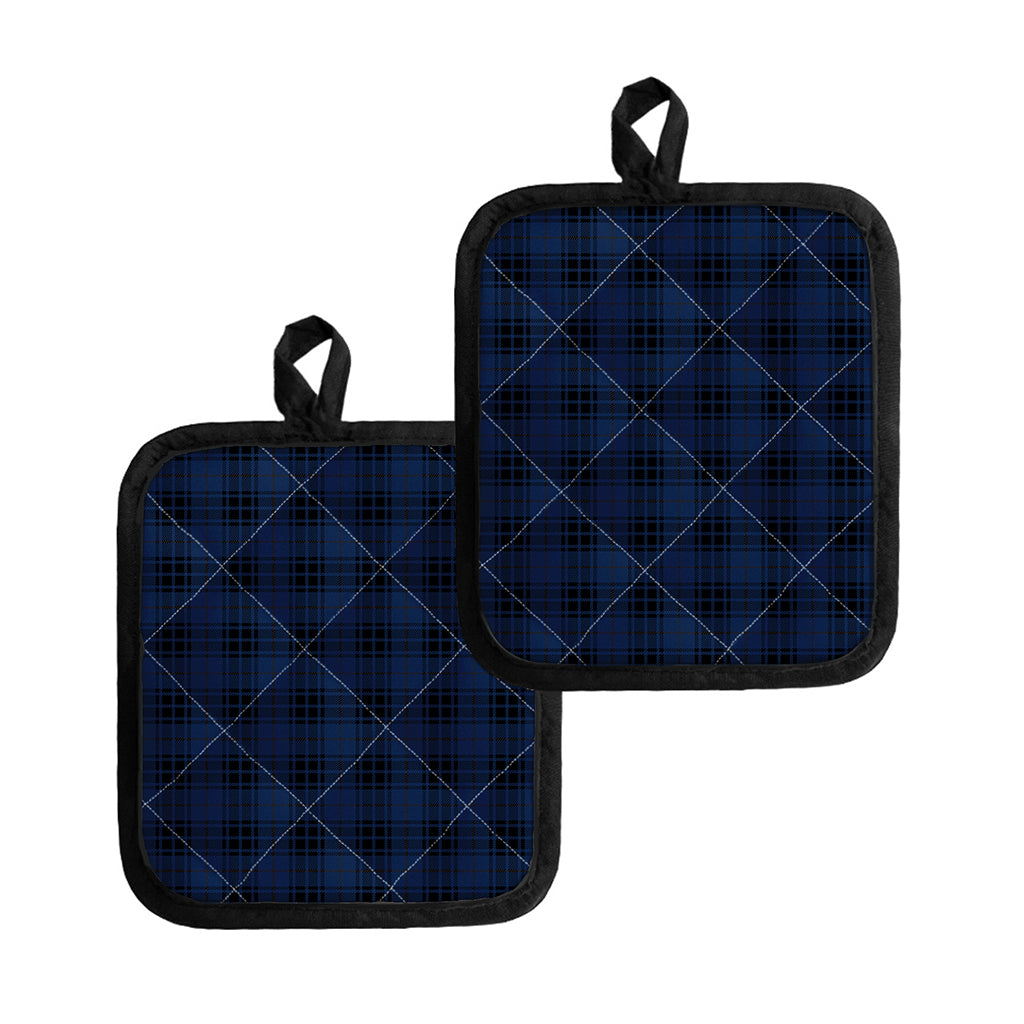 Blue And Black Tartan Pattern Print Pot Holders