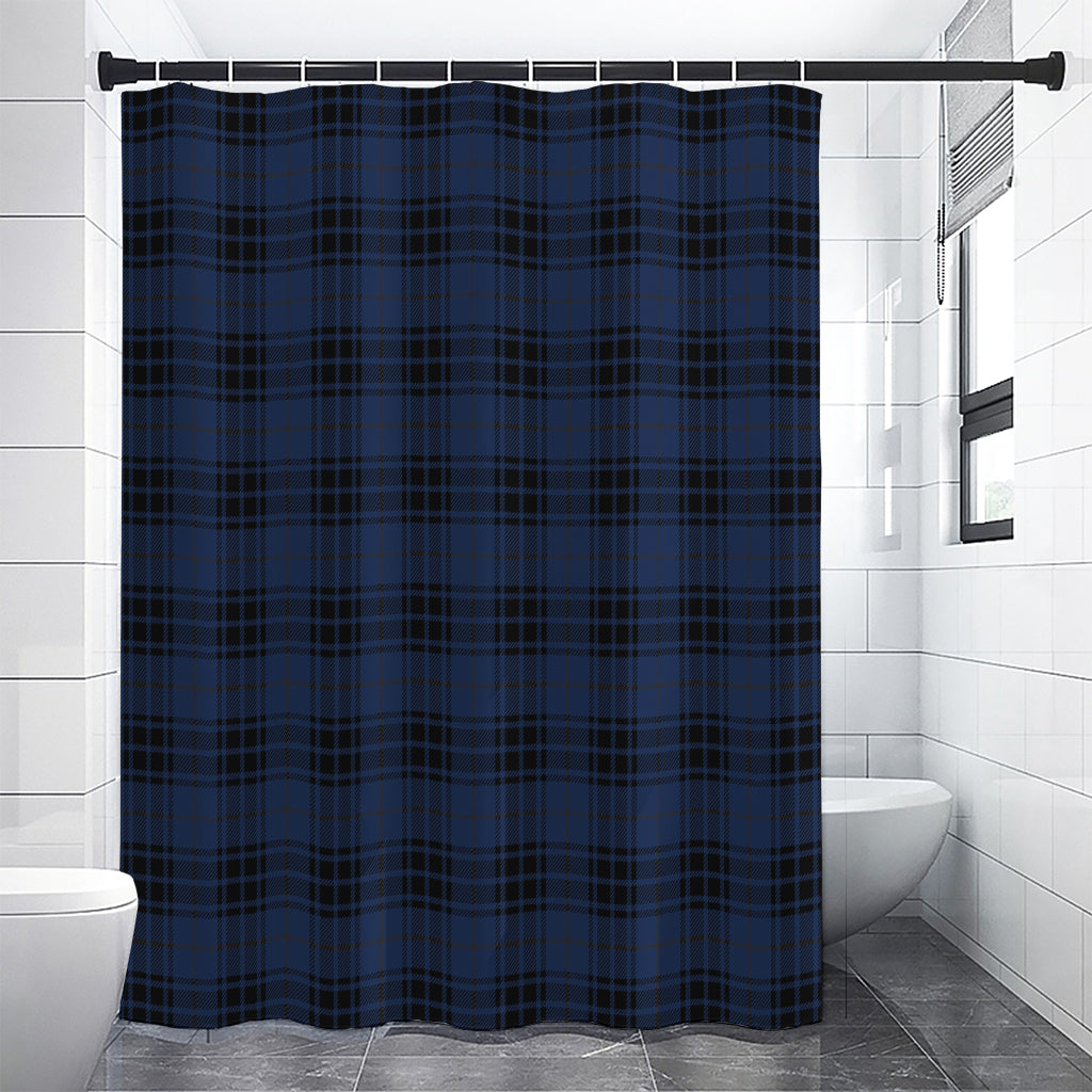 Blue And Black Tartan Pattern Print Premium Shower Curtain