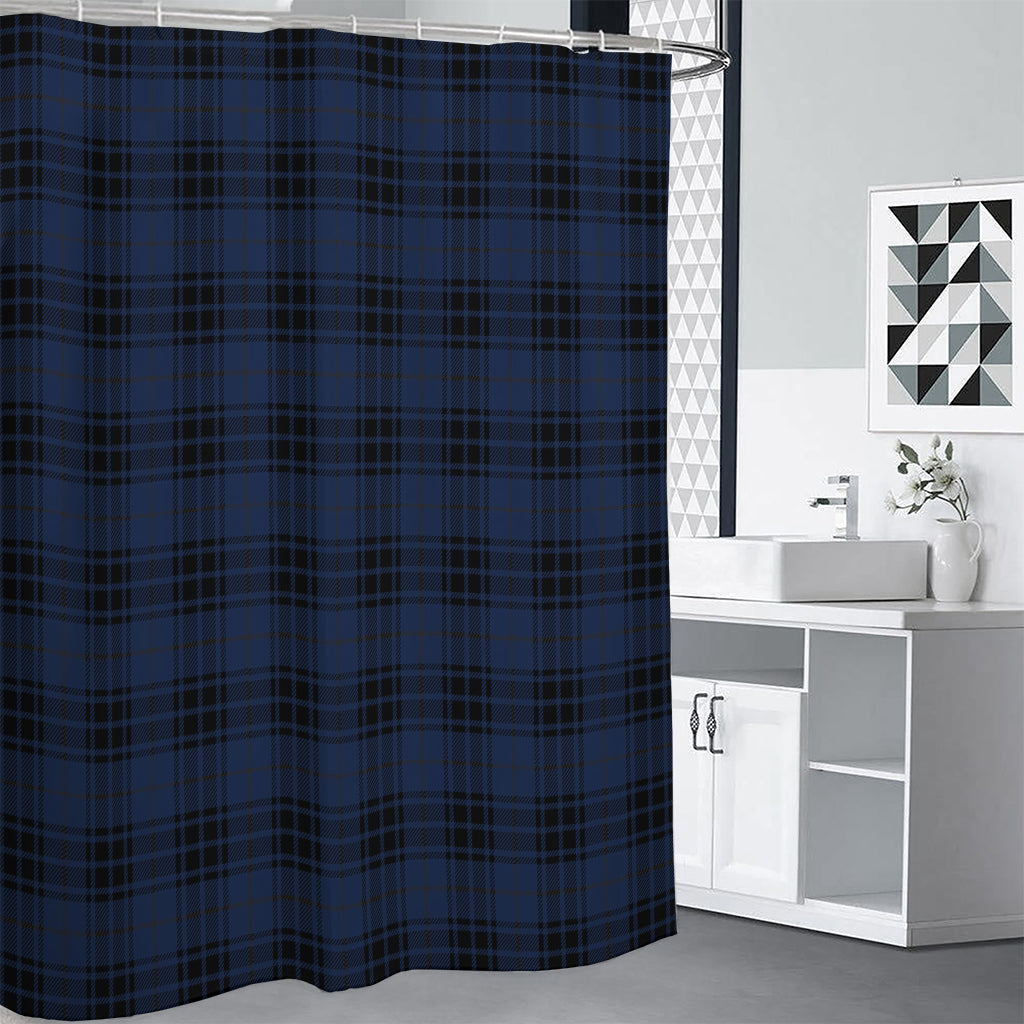 Blue And Black Tartan Pattern Print Premium Shower Curtain