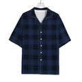 Blue And Black Tartan Pattern Print Rayon Hawaiian Shirt