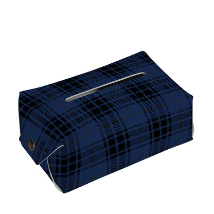 Blue And Black Tartan Pattern Print Rectangle Tissue Box Cover