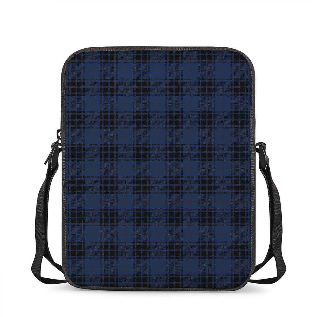 Blue And Black Tartan Pattern Print Rectangular Crossbody Bag