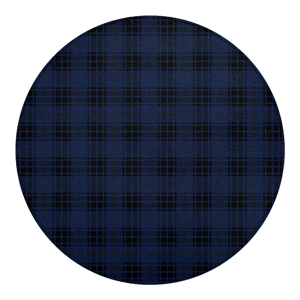 Blue And Black Tartan Pattern Print Round Blanket