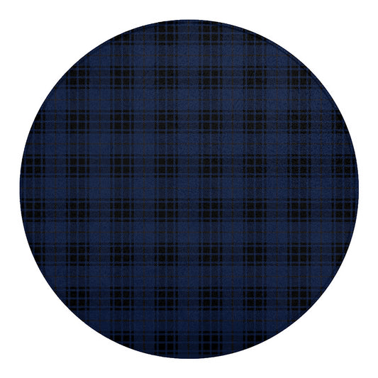 Blue And Black Tartan Pattern Print Round Blanket