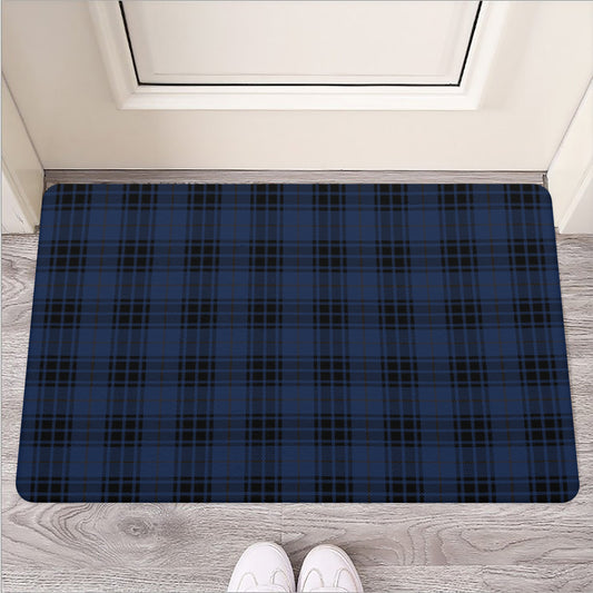 Blue And Black Tartan Pattern Print Rubber Doormat