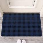 Blue And Black Tartan Pattern Print Rubber Doormat