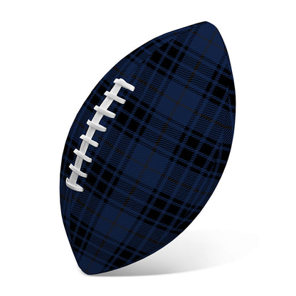 Blue And Black Tartan Pattern Print Rugby Ball