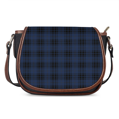 Blue And Black Tartan Pattern Print Saddle Bag