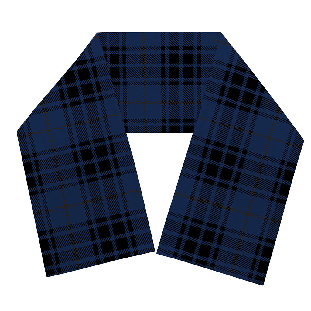 Blue And Black Tartan Pattern Print Scarf