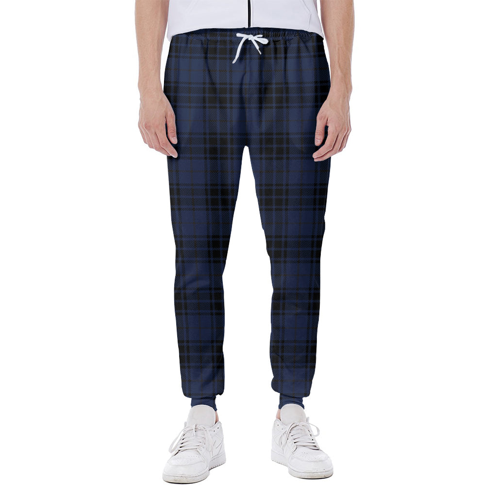 Blue And Black Tartan Pattern Print Scuba Joggers