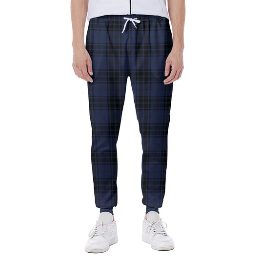 Blue And Black Tartan Pattern Print Scuba Joggers