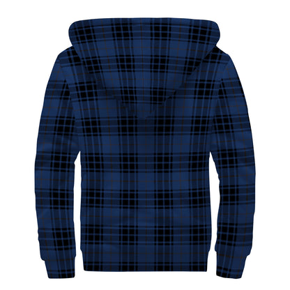 Blue And Black Tartan Pattern Print Sherpa Lined Zip Up Hoodie
