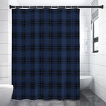 Blue And Black Tartan Pattern Print Shower Curtain