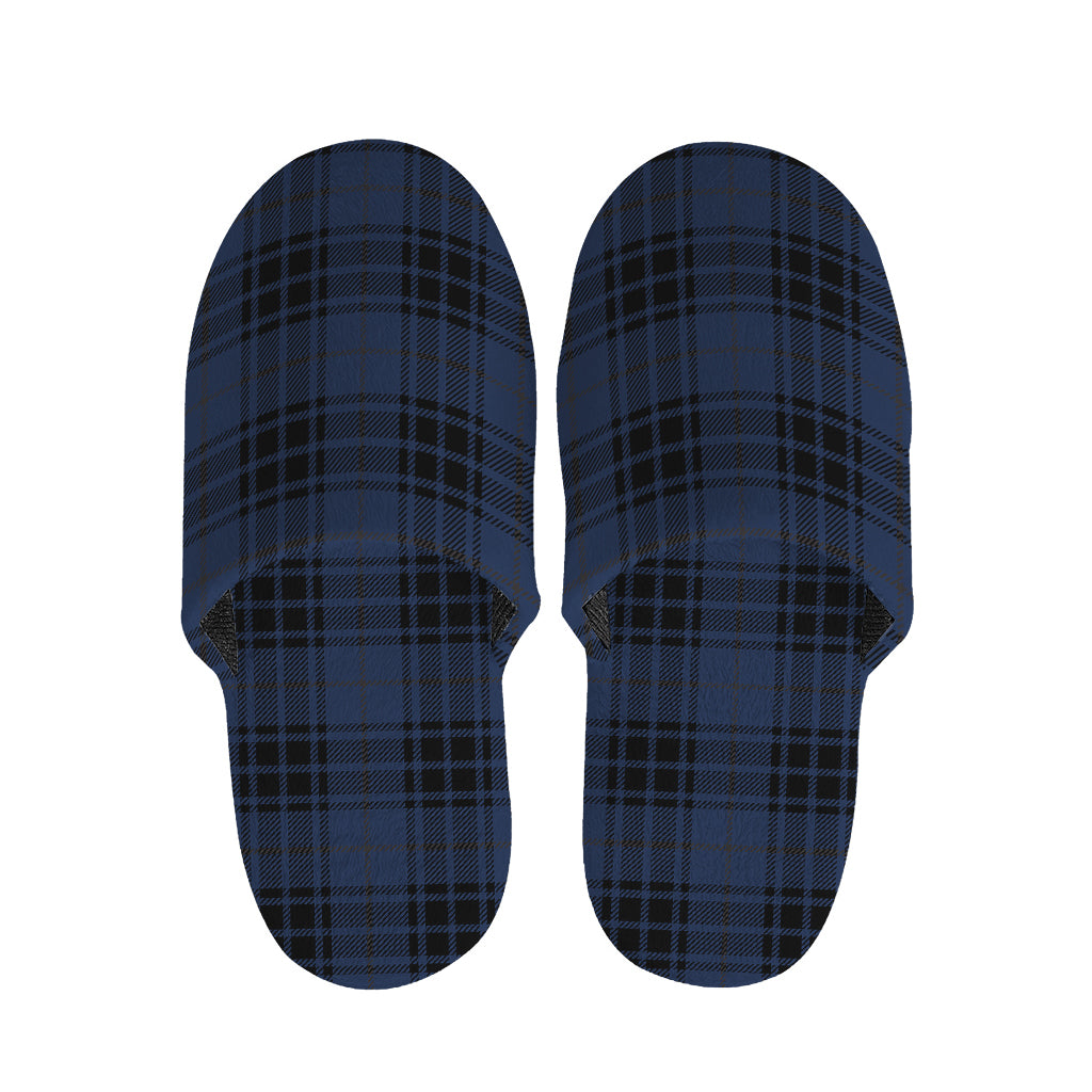Blue And Black Tartan Pattern Print Slippers