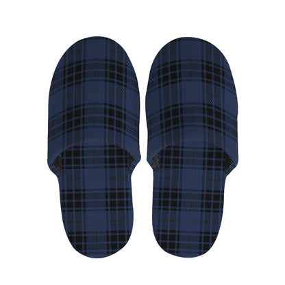 Blue And Black Tartan Pattern Print Slippers