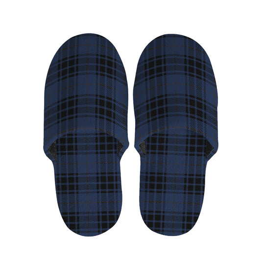 Blue And Black Tartan Pattern Print Slippers