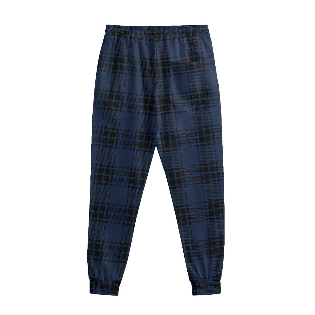 Blue And Black Tartan Pattern Print Sweatpants