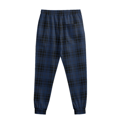 Blue And Black Tartan Pattern Print Sweatpants