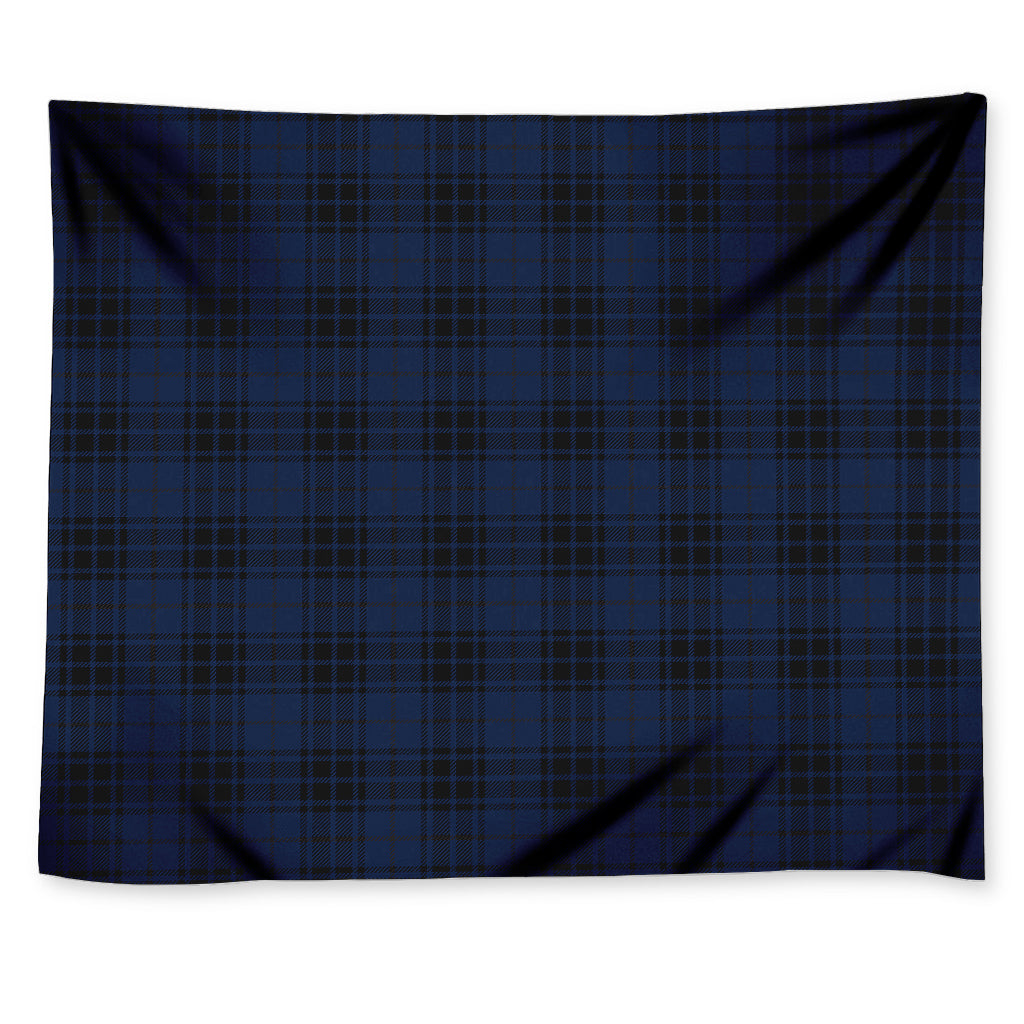 Blue And Black Tartan Pattern Print Tapestry