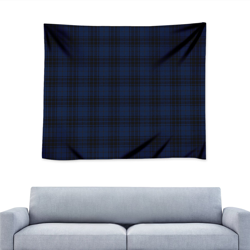 Blue And Black Tartan Pattern Print Tapestry