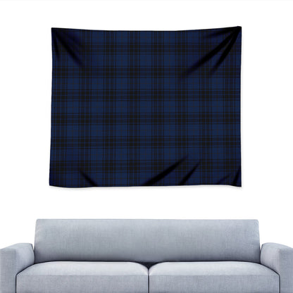 Blue And Black Tartan Pattern Print Tapestry