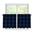 Blue And Black Tartan Pattern Print Tier Curtains