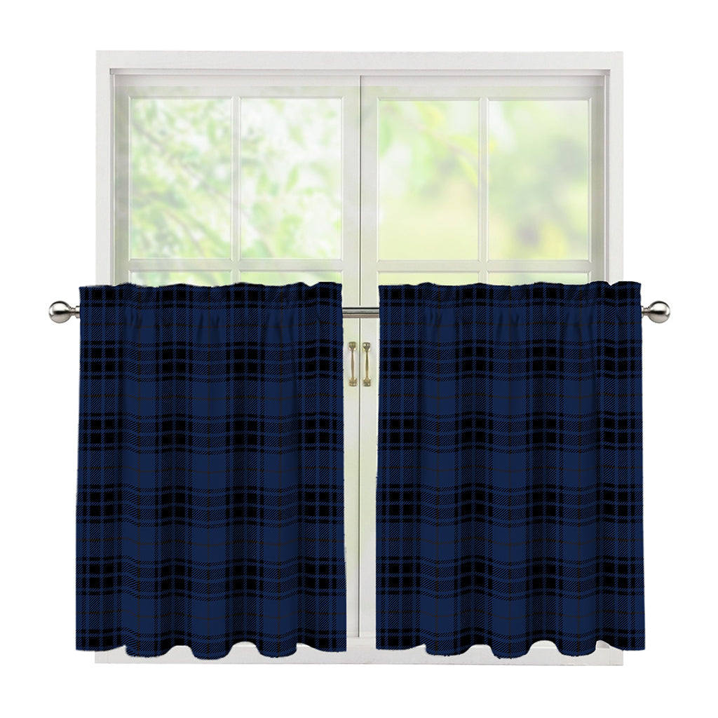 Blue And Black Tartan Pattern Print Tier Curtains