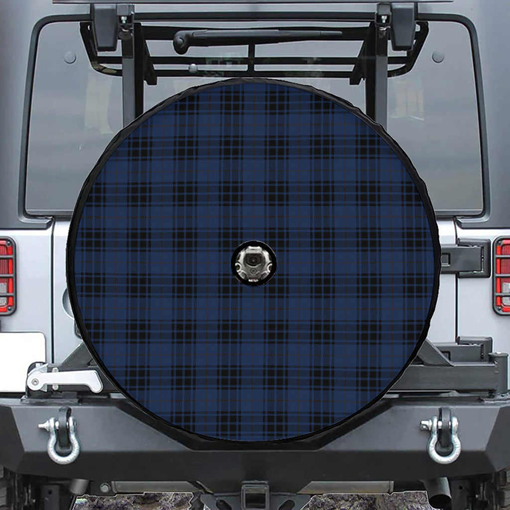 Blue And Black Tartan Pattern Print Tire Cover With Camera Hole