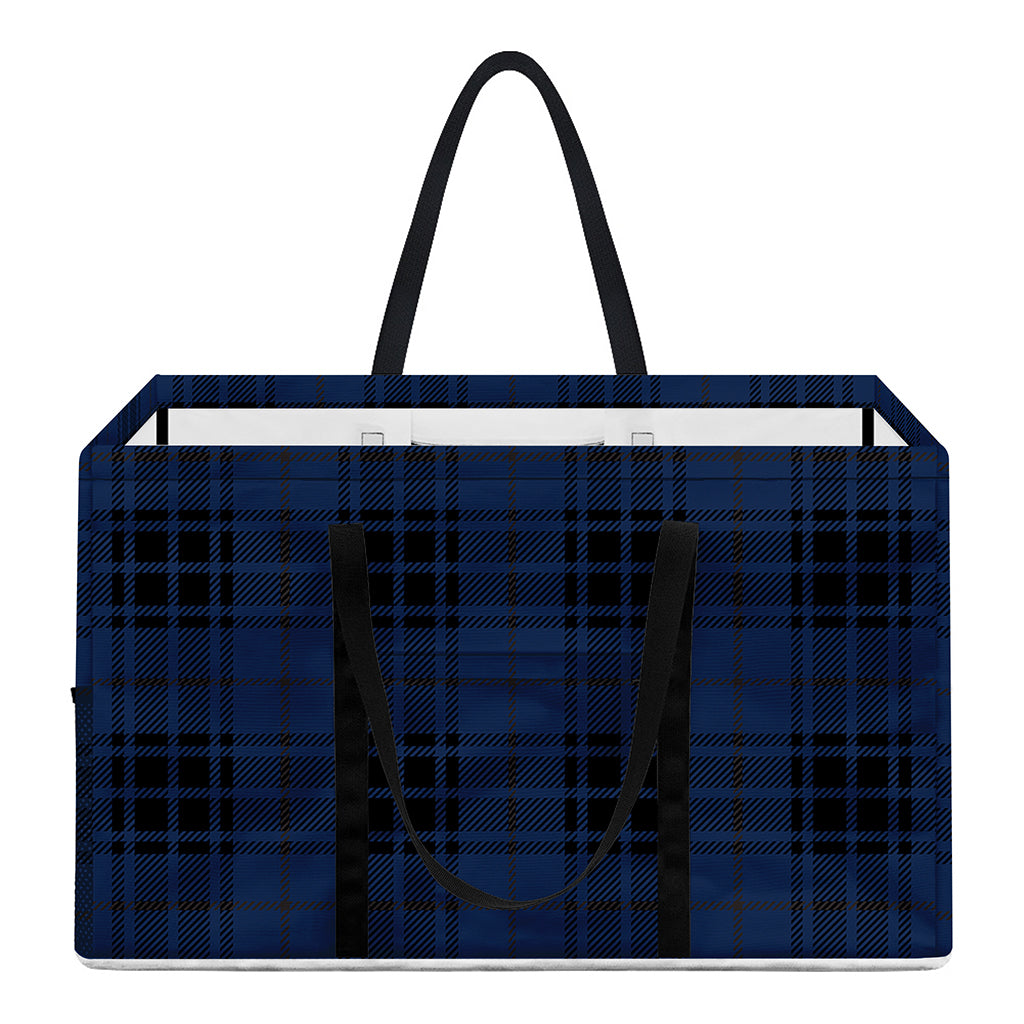 Blue And Black Tartan Pattern Print Utility Tote Bag