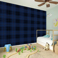 Blue And Black Tartan Pattern Print Wall Sticker
