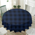 Blue And Black Tartan Pattern Print Waterproof Round Tablecloth