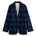Blue And Black Tartan Pattern Print Women's Blazer