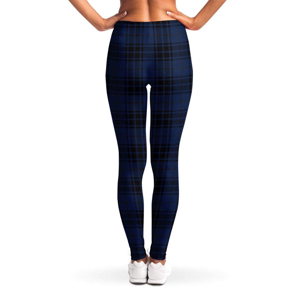 Blue And Black Tartan Pattern Print Women's Leggings