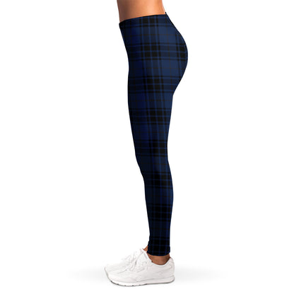 Blue And Black Tartan Pattern Print Women's Leggings