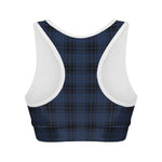 Blue And Black Tartan Pattern Print Women's Sports Bra